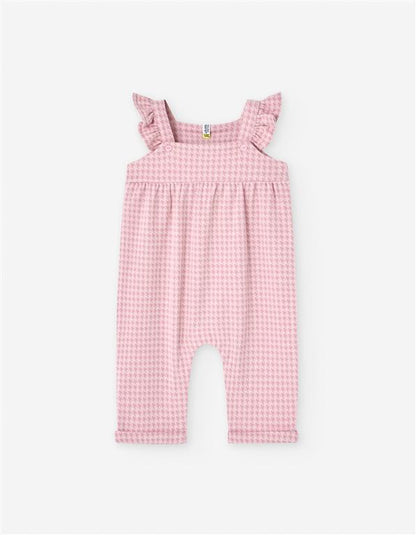 Overall light pink con jersey tejiido para bebe