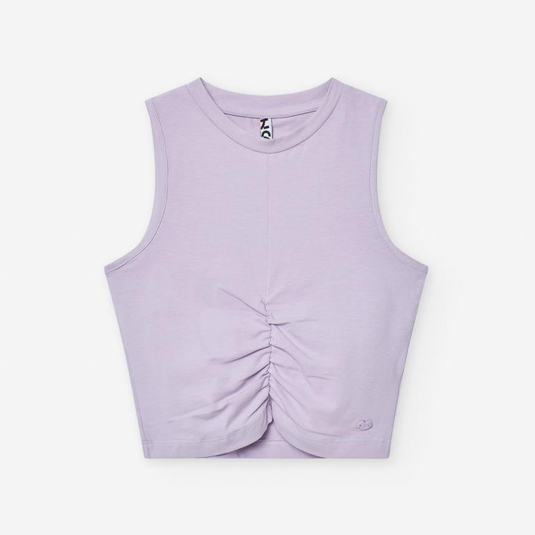 Blusa lila con elastico al frente