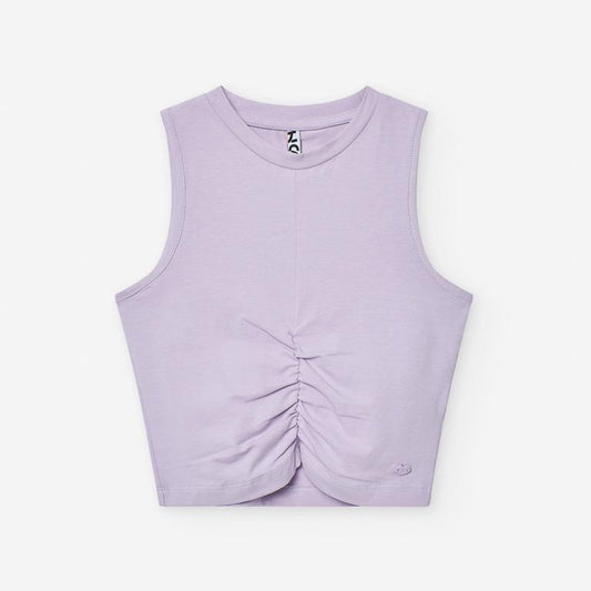Blusa lila con elastico al frente
