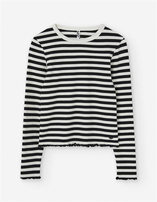 Camiseta manga larga a rayas negro y blanco