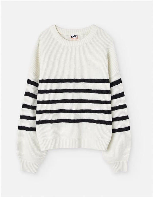 Sweater tejido a rayas color beige