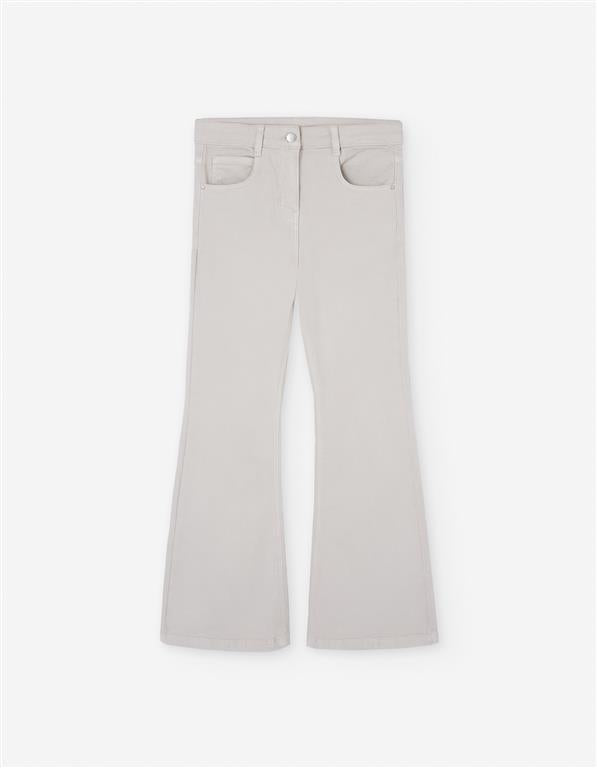Pantalón mezclilla ancho campana beige