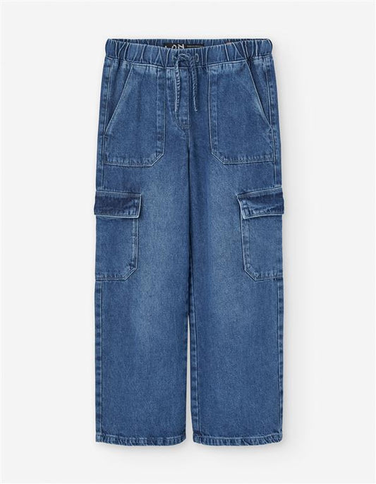 Pantalón mezclilla cargo color azul