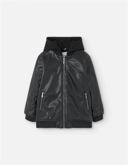 chamarra polipiel  negro vintage