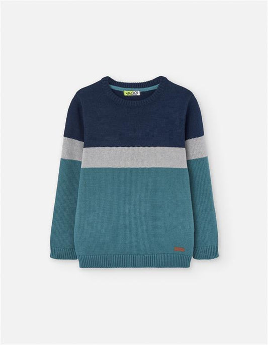 Sweater tejido a rayas verde/azul