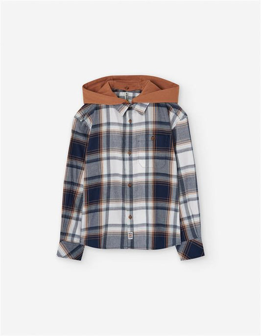 Camisa a cuadros dark blue, con gorro