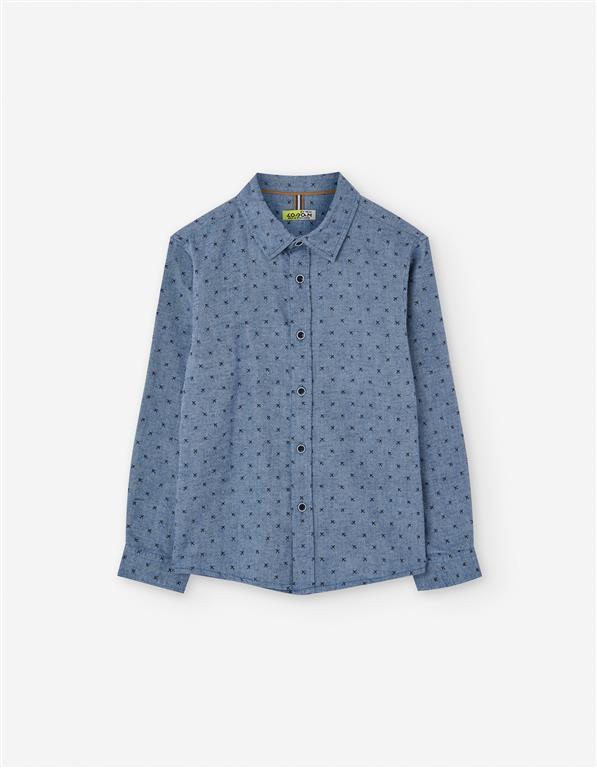 Camisa viyella blue, franela azul mini aviones
