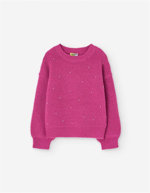 Conjunto sweater rosa y pantalón ancho con elástico