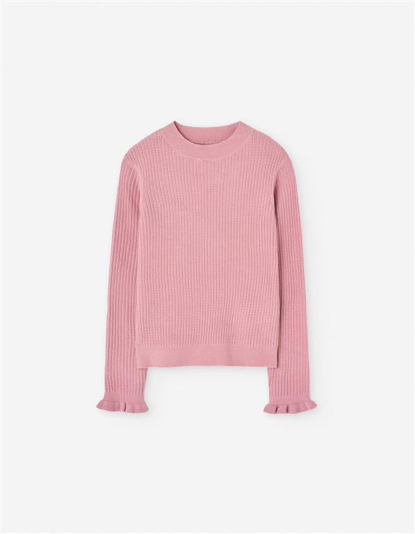 Overall light pink con jersey tejiido para bebe