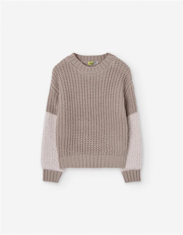 Sweater tejido color light beige para niña
