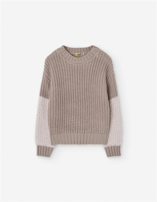 Sweater tejido color light beige para niña