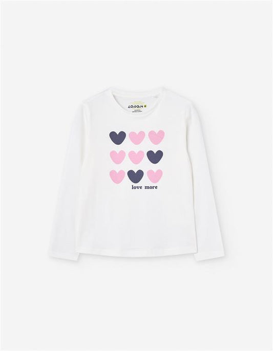 Camiseta manga larga beige, love more