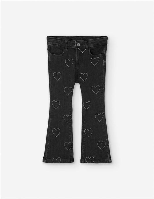 Pantalón denim gris medio campana