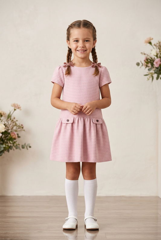 Vestido combinado color rosa