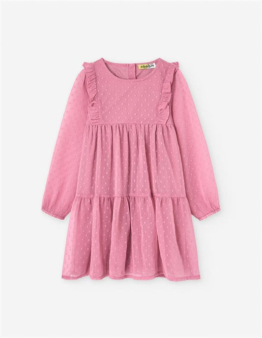 Vestido combinado plumeti rosa