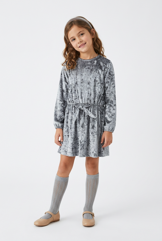 Vestido terciopelo color gris