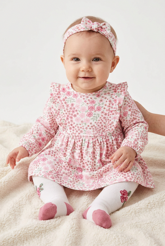 Set vestido y mallas crema