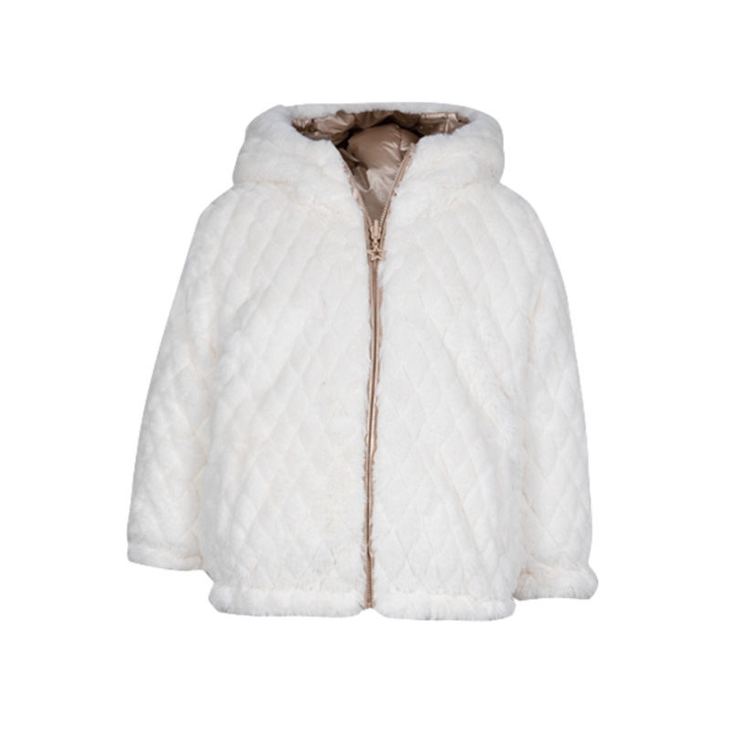 parka reversible dorada interior peluche blanco con capucha