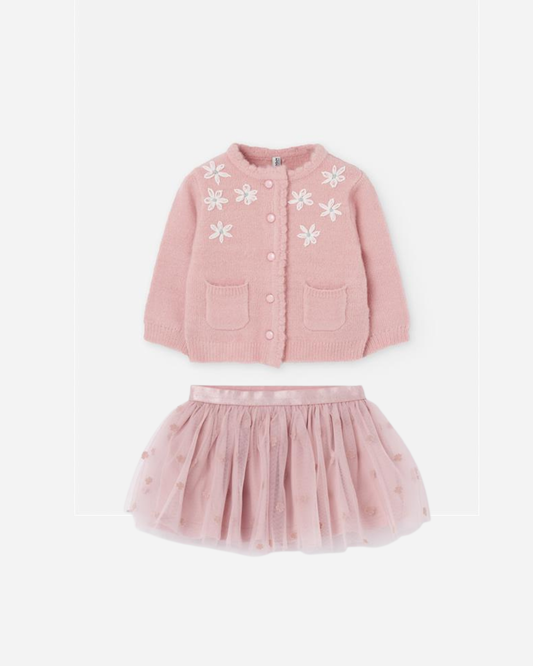 Conjunto falda y jersey ligth pink, bebe