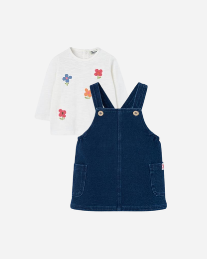Jumper denim con camiseta manga larga para bebe