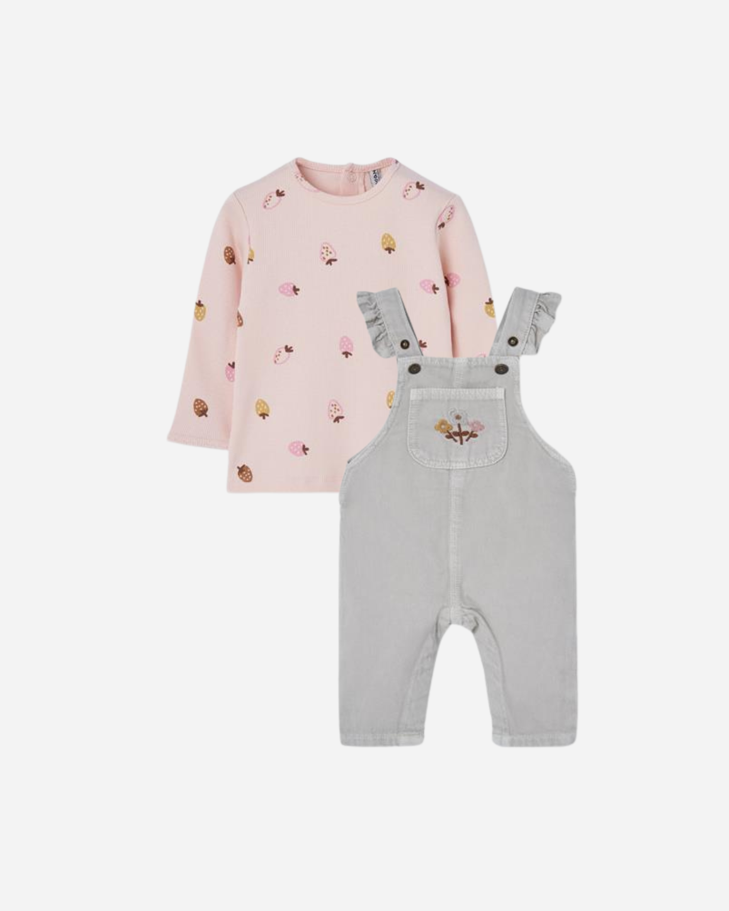 Overall beige con camiseta manga larga para bebe