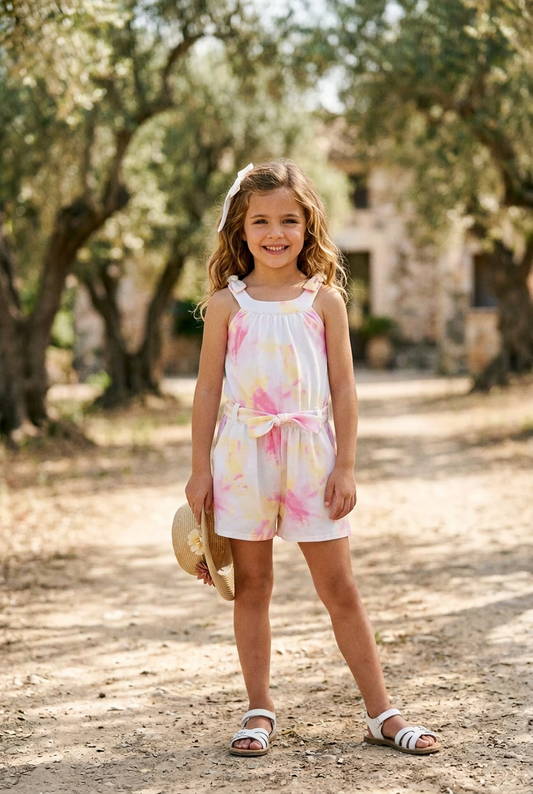 Romper corto tie dye, tonos pastel