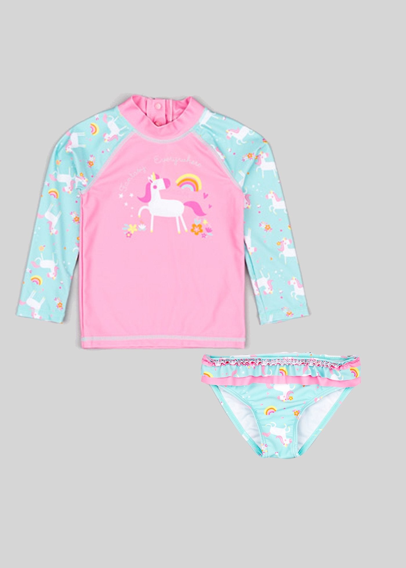 traje de baño 2 piezas, para bebe niña, tema unicornios.