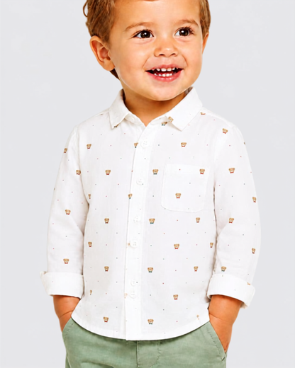 Camisa de manga larga blanco caritas osos