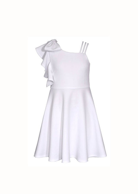 vestido color blanco, manga olan