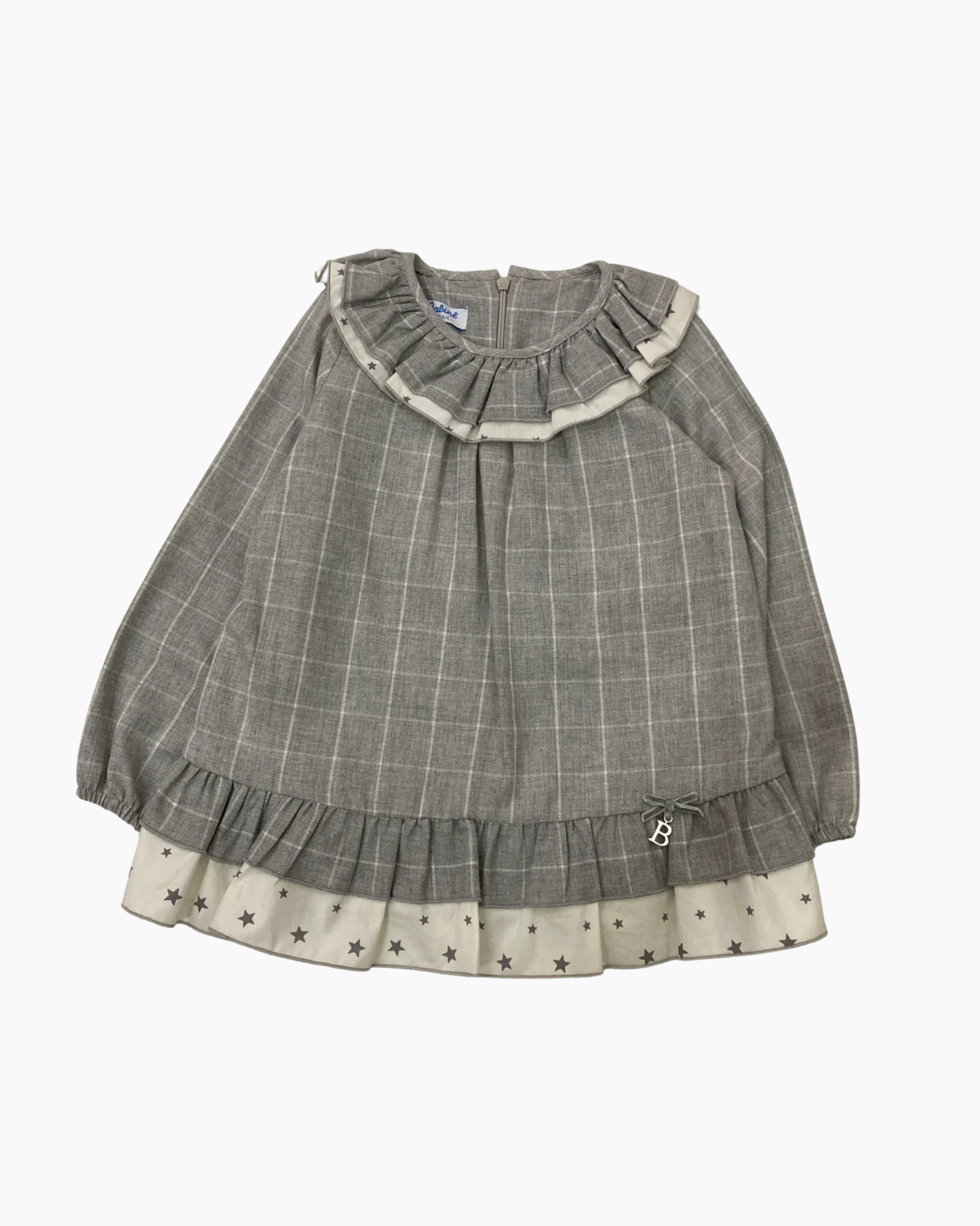 Vestido babine gris cuello redondo