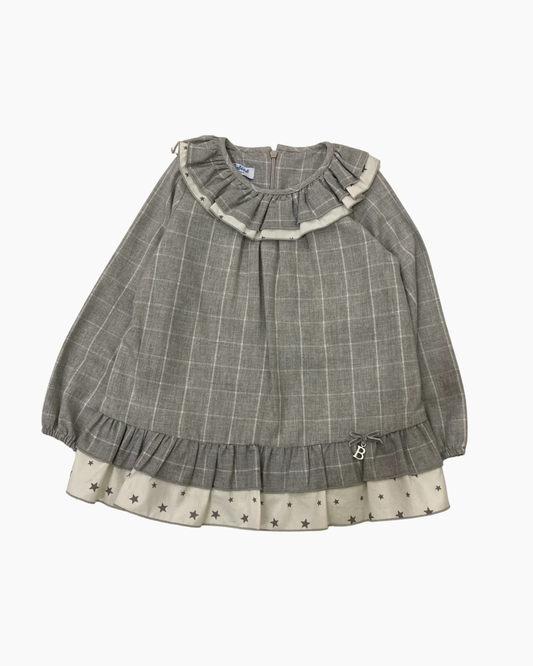 Vestido babine gris cuello redondo