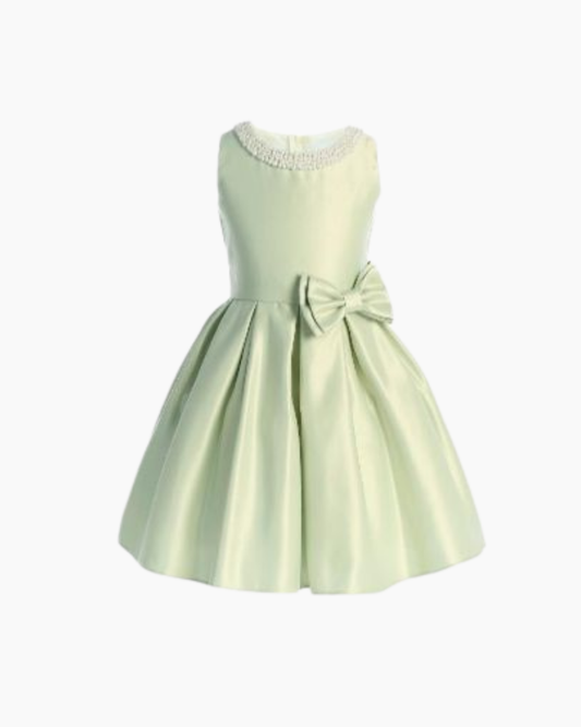 Vestido Sweet kids verde cuello perlas