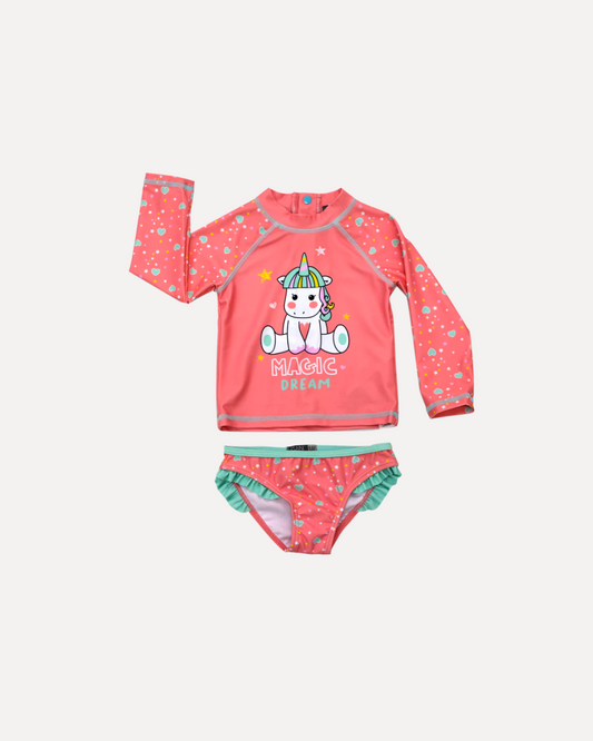 set de baño unicornio UPF40 coral