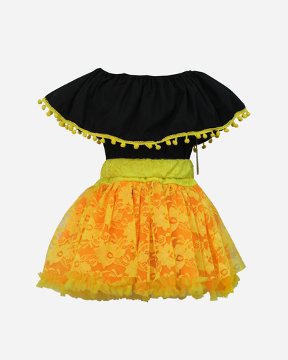 SET HALLOWEEN BLUSA CAMPESINA Y FALDA MOTIVOS DIA DE MUERTOS