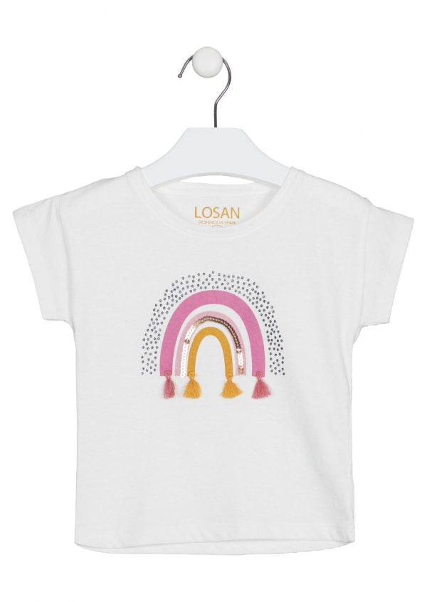 Set Camiseta arcoiris y falda bolsas mostaza