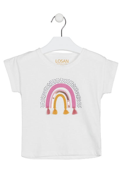 Set Camiseta arcoiris y falda bolsas mostaza