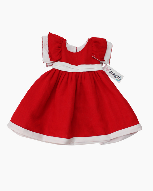 vestido patrio cambaya rojo y blanco