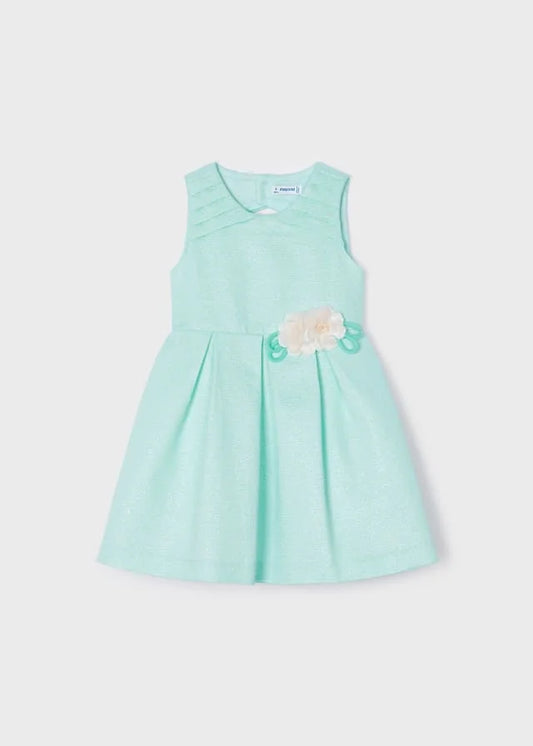 vestido con aplique floral agua