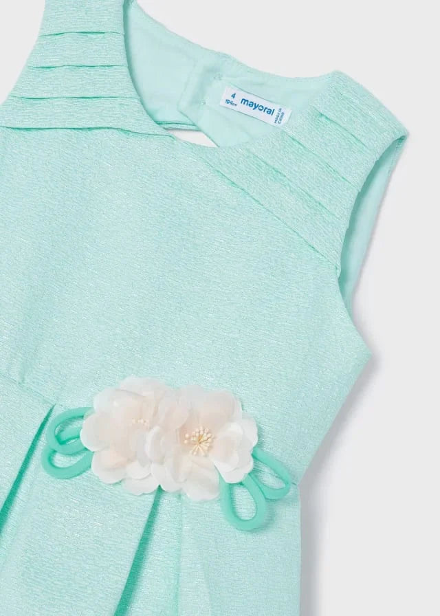 vestido con aplique floral agua