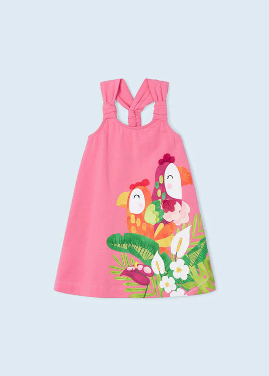 Vestido Peonia Coral pajaros