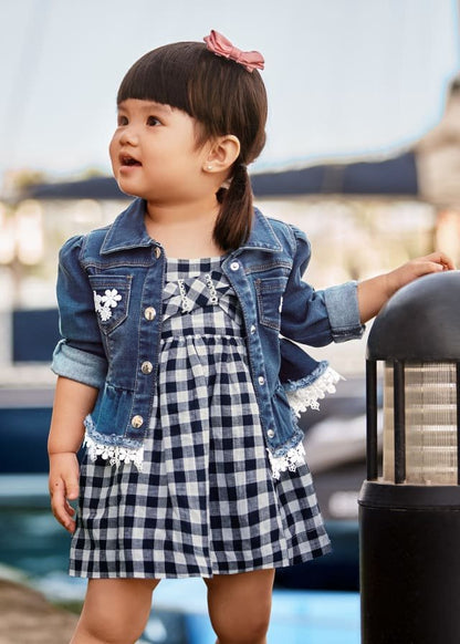 vestido a cuadros azul marino