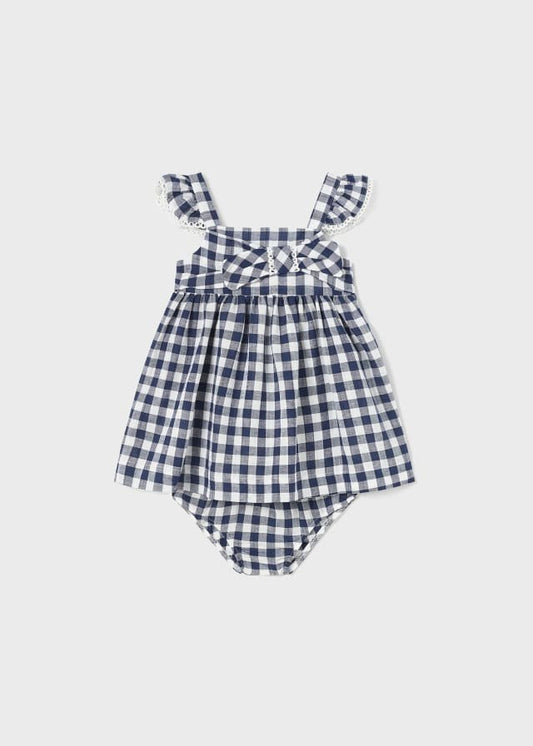 vestido a cuadros azul marino