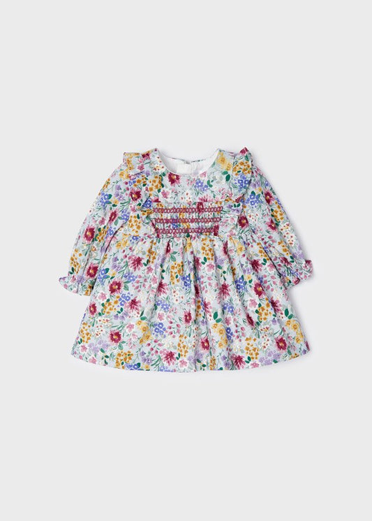vestido manga larga con flores estampadas