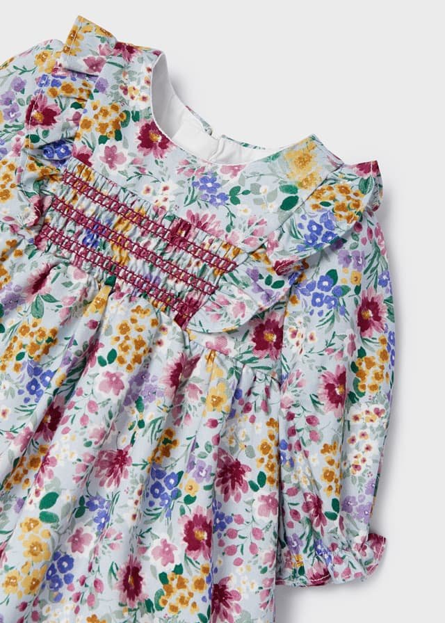 vestido manga larga con flores estampadas