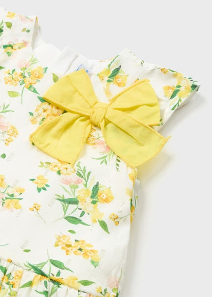 vestido estampado con moño de algodón