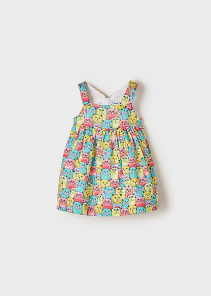 vestido aguamarina gatitos de colores. mayoral