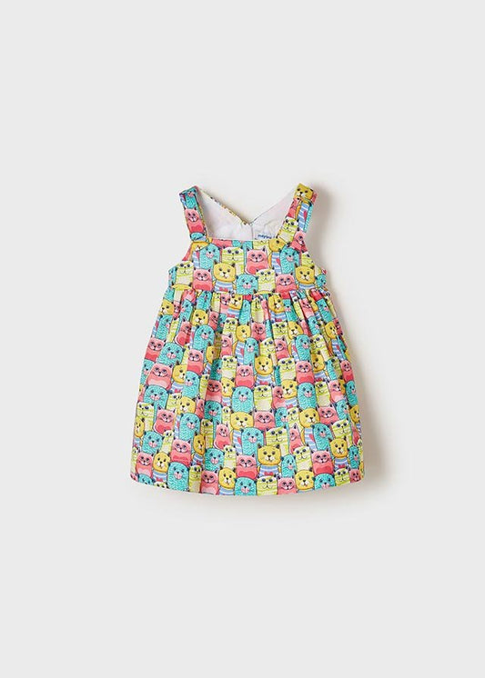 vestido aguamarina gatitos de colores. mayoral