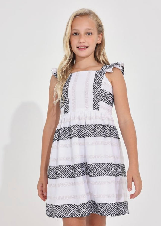vestido jacquard con hilo metalizado de algodón para chica