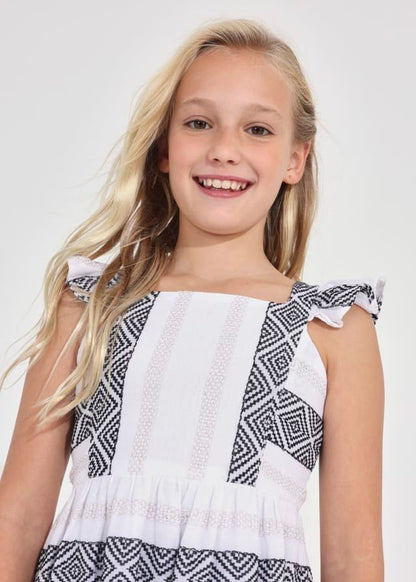vestido jacquard con hilo metalizado de algodón para chica