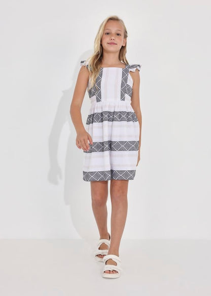 vestido jacquard con hilo metalizado de algodón para chica